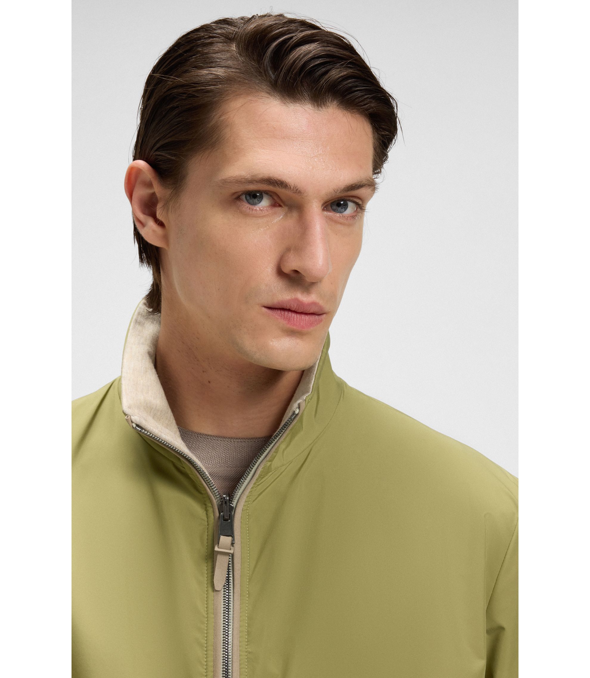 BOSS - Reversible jacket in peached fabric - Light Green