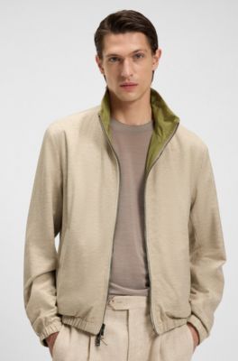 Veste zipp&eacute;e r&eacute;versible en tissu doux, Chaux