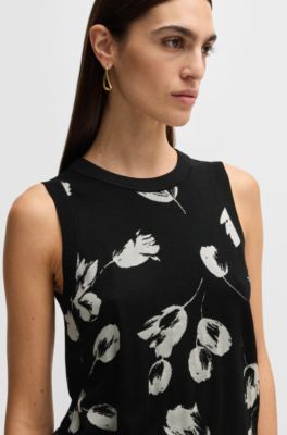 Merino wool knitted top with tulip jacquard