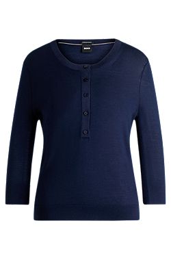 Henley-neck sweater in Merino wool