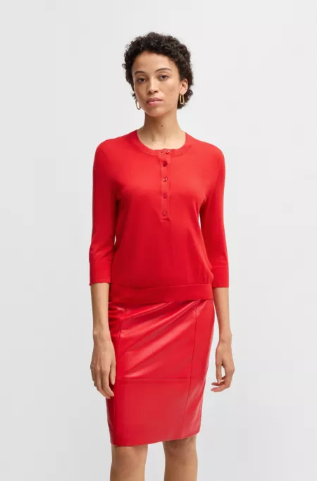 Henley-neck sweater in Merino wool