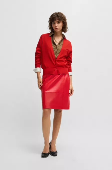 V-neck knitted cardigan in wool