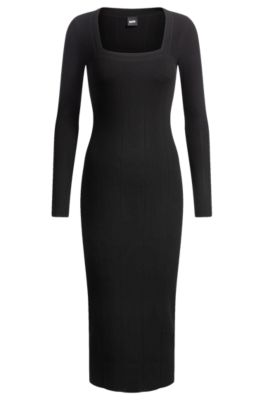 Knitted relaxed-fit dress with anti-bacterial finish, Black