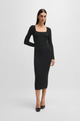 Knitted relaxed-fit dress with anti-bacterial finish, Black
