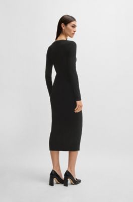 Knitted relaxed-fit dress with anti-bacterial finish, Black