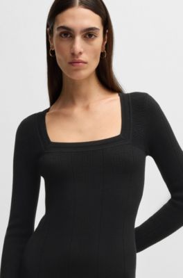 Knitted relaxed-fit dress with anti-bacterial finish, Black