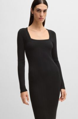 Knitted relaxed-fit dress with anti-bacterial finish, Black