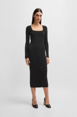 Knitted relaxed-fit dress with anti-bacterial finish, Black
