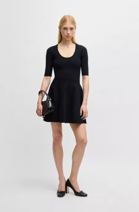 Knitted dress in ottoman-structured stretch fabric