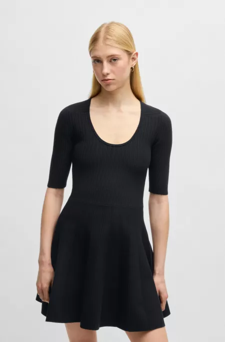 Knitted dress in ottoman-structured stretch fabric