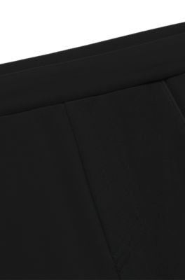 Pantalon Regular en gabardine stretch &agrave; logo, Noir