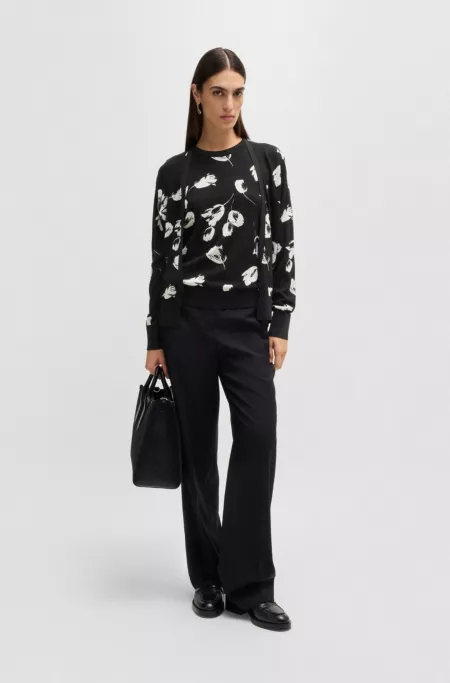 Merino wool-blend cardigan with tulip jacquard