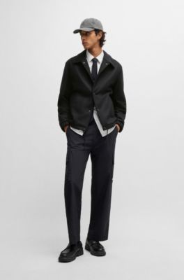 Veste d&rsquo;entra&icirc;neur en laine vierge m&eacute;lang&eacute;e avec base ajustable, Noir