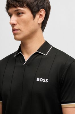 Active polo shirt with four-way stretch, Black
