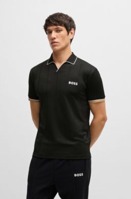 Active polo shirt with four-way stretch, Black