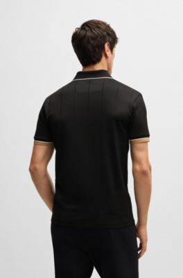 Active polo shirt with four-way stretch, Black