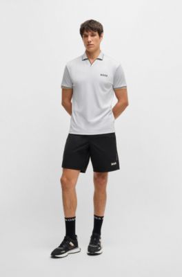 Active polo shirt with four-way stretch, Light Grey