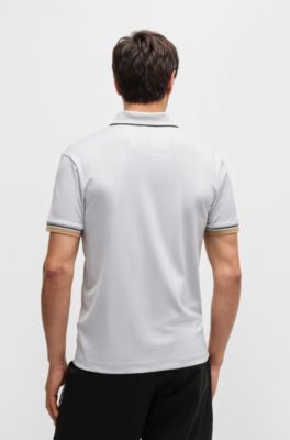 Active polo shirt with four-way stretch, Light Grey