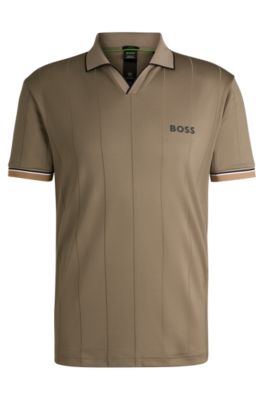 Hugo Boss Boss X Matteo Berrettini Active Polo Shirt With Four-way Stretch In Light Green