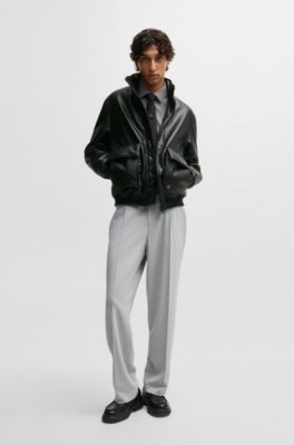 Veste en similicuir &agrave; logo revisit&eacute;, Noir