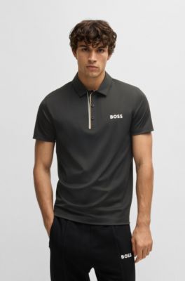Paddy polo shirt in quick-dry ribbed fabric, Black