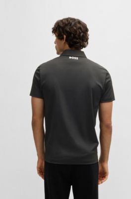 Paddy polo shirt in quick-dry ribbed fabric, Black