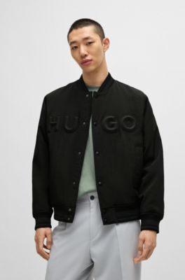 Veste d&eacute;perlante avec logo en gomme, Noir