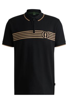 Shop Hugo Boss The Open Polo Shirt With Special Artwork In Black