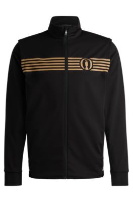 Hugo Boss The Open Regular-fit Zipped Sweatshirt With Special Artwork In Black