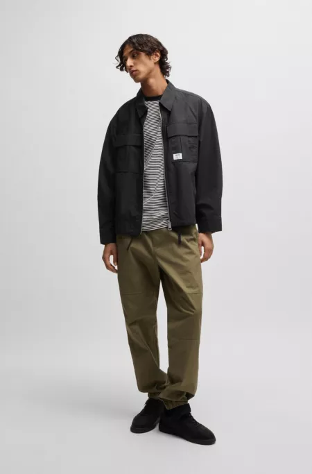 Ripstop-cotton regular-fit jacket with logo label
