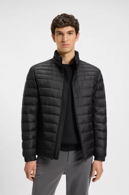 Mixed-quilting packable jacket with water-repellent finish