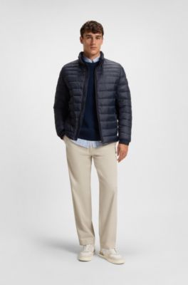 Mixed-quilting packable jacket with water-repellent finish, Dark Blue