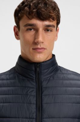 Cazadora plegable repelente al agua con guateado mixto, Azul oscuro