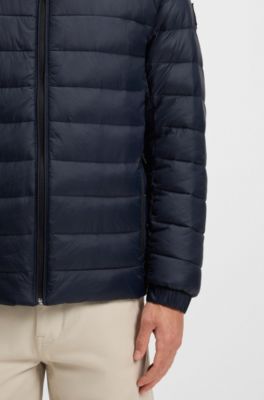 Cazadora plegable repelente al agua con guateado mixto, Azul oscuro