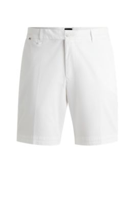 Slim-fit shorts in stretch-cotton twill, White