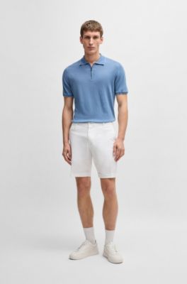 Slim-fit shorts in stretch-cotton twill, White