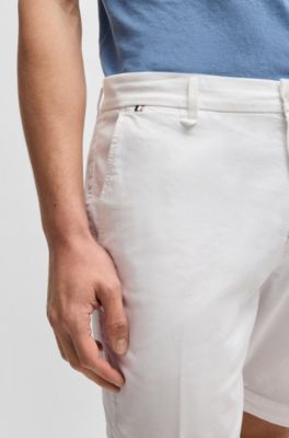 Slim-fit shorts in stretch-cotton twill, White