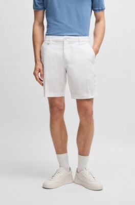 Slim-fit shorts in stretch-cotton twill, White