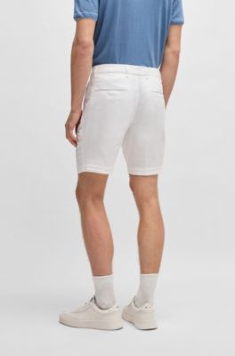 Slim-fit shorts in stretch-cotton twill, White