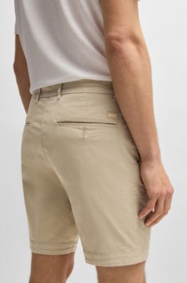 Slim-fit shorts in stretch-cotton twill, Light Beige