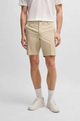 Slim-fit shorts in stretch-cotton twill, Light Beige