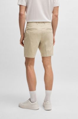 Slim-fit shorts in stretch-cotton twill, Light Beige