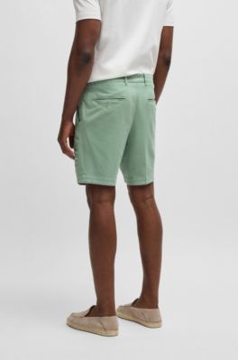 Shorts slim fit de sarga de algod&oacute;n el&aacute;stico, Cal