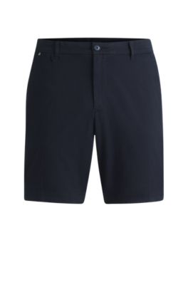 Shorts slim fit de sarga de algod&oacute;n el&aacute;stico, Azul oscuro