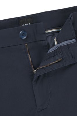 Shorts slim fit de sarga de algod&oacute;n el&aacute;stico, Azul oscuro