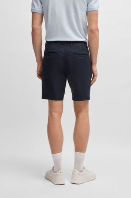 Shorts slim fit de sarga de algod&oacute;n el&aacute;stico, Azul oscuro