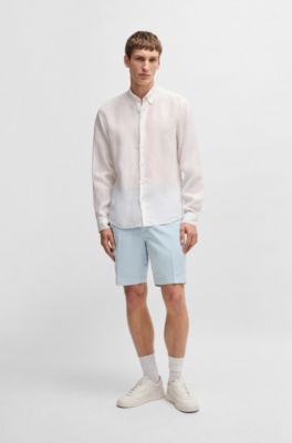 Slim-fit shorts in stretch-cotton twill, Light Blue