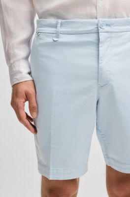 Slim-fit shorts in stretch-cotton twill, Light Blue
