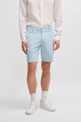 Slim-fit shorts in stretch-cotton twill, Light Blue