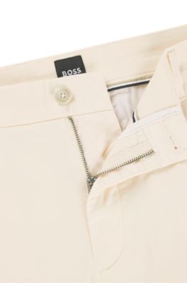 Shorts slim fit de sarga de algod&oacute;n el&aacute;stico, Naranja claro